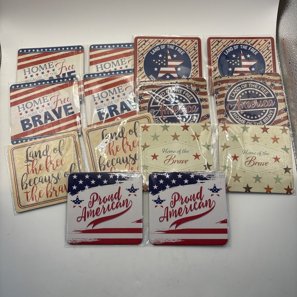 VFW Home Of‎ The Free …American Patriotic Square Drink Cardboard Coasters Lot 14